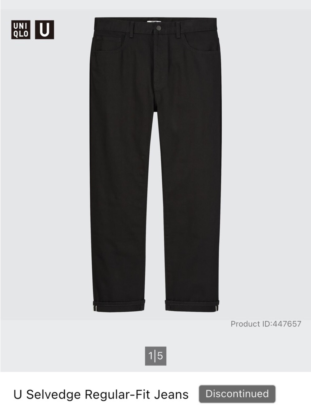 Uniqlo U Selvedge Regular-Fit Jeans
Discontinued Size 31 Black